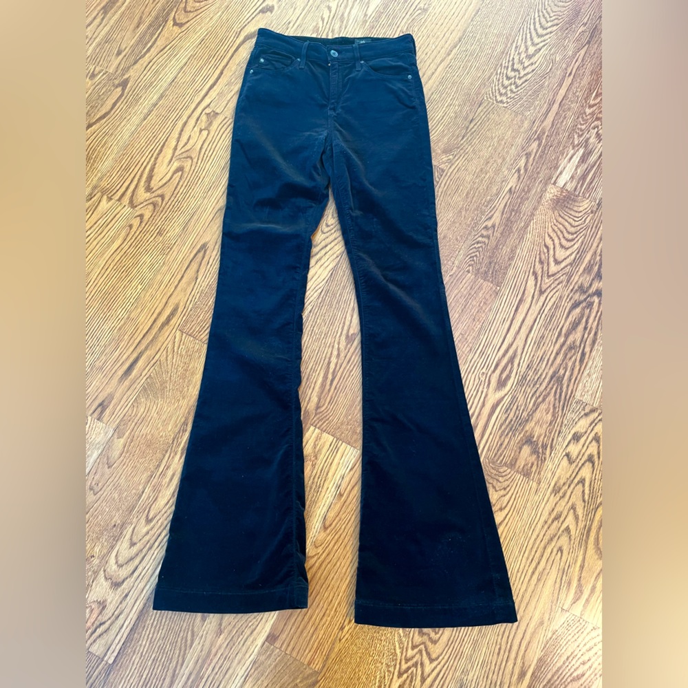 AG black velour bell bottoms. High rise flare ‘Janis’ style. Size 27.